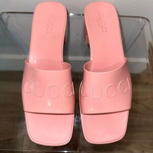 Gucci Rubber Logo Platform Slide Sandal